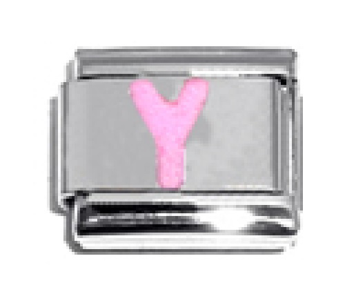 Pink Letter Y - 9mm Italian charm - Click Image to Close